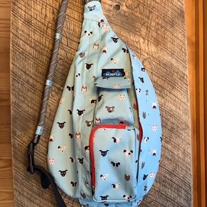 Kavu Light Blue Puppytude REI Co-Op Special Edition Rope Sling Bag EUC